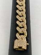 BRAND NEW CERTIFIED MEN'S CUBAN LINK DIAMOND ID BRACELET. 18K GOLD