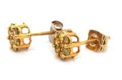 14kt Yellow gold yellow sapphire flower style stud earrings