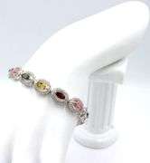 Darling 7.4CTW Oval Marquise-Cut Multi-Color Tourmaline Gemstone & Diamond Bracelet in 14K White Gol