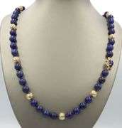 Lapis and gold beaded necklace