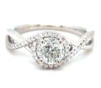 Gabriel & Co 14kt White gold round brilliant cut and halo infinity ring