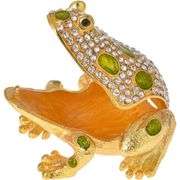 Jeweled Frog Trinket Box with Hinged Lid