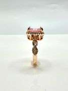 14 Kt Rose Gold Plated Radiant Cut Pink Simulated Diamond Ring