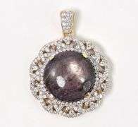 Stunning Brand New European Colossal Round Cabochon-Cut 35.61CTS Star Ruby & 2.02CTW Sapphire Gemsto