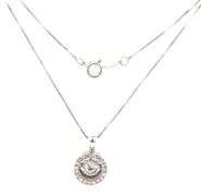 Attractive 14K WG Diamond Halo Earring & Pendant Suite
