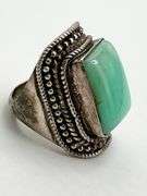 925 Sterling Silver Cabochon Cut Chrysoprase Ring