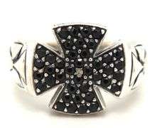 Scott Kay wide black sapphire cross ring