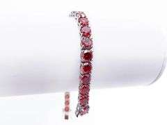Dazzling 18KT White Gold Plate 27.Ctw Cherry Red Fire Moissanite Tennis Bracelet