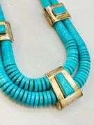 925 Native American Sterling Silver Turquoise tab And Heishi Necklace