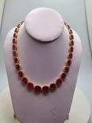Unbelievable very fine Ruby and diamond Necklace in Silver – GGA Certified