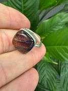 Sterling Silver 925 One of a Kind Dichroic Glass Ring Size 7.5