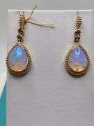 Magnificent pair earring Opal and diamond in Silver – GGA Certified