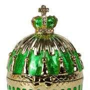 3.5" Crowned Fabergé Egg Replica Jewelry Box – Green Enamel & Crystal