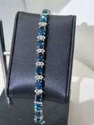 Deep Ocean Blue Topaz Bracelet in Sterling Silver