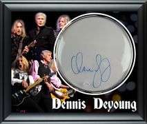 Styx Dennis DeYoung Autographed Custom Framed Drum Head Drumhead Display ACOA