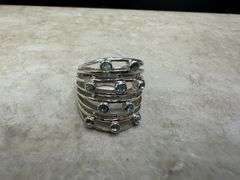 Sterling Silver 925 Natural Gemstone Blue Topaz Cocktail Ring Size 6.5