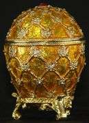 Golden Coronation Russian Easter Egg Replica Set with Carriage – Large 3.5" Decorative Collectible