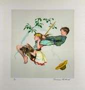 Exclusive Norman Rockwell Signed Limited Edition Lithograph "Swing" with Pubilshers Certificate