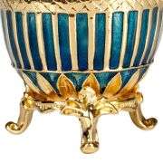 3.5" Crowned Fabergé Egg Replica Jewelry Box – Blue Enamel & Crystal