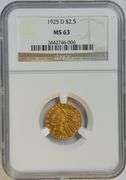 Very choice BU 1925-D $2.50 Indian Gold Piece. NGC MS63