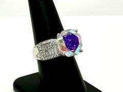 Dazzling 14 kt White Gold Plate 5 Ct Rose Cut Mystic Topaz Ring