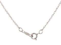 14kt White gold 7mm pearl, sapphire and diamond pendant on chain
