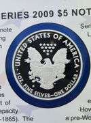 2012-S Proof Silver Eagle & 2009 $5 Federal Reserve Note, UNC