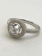 925 Sterling Silver TW One Carat Brilliant Cut Moissanite Halo Engagement Ring