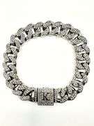 Sparkling 14 Kt White Gold Plate 36.4 Gram Monogramed Initial "K" Curb Link Bracelet