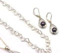 Lot of 925 sterling silver 2 necklaces and dangle earrings