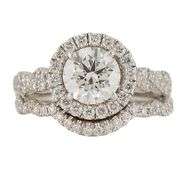 Neil Lane 2.76ctw Round Diamond Halo Infinity Shank Bridal Set in 14K, GIA Certified