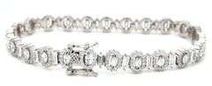 925 Sterling silver oval and baguette cubic zirconia link bracelet