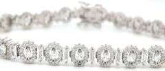 925 Sterling silver oval and baguette cubic zirconia link bracelet