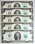 (5) Superb Crisp $2 2017A Star Replacement Notes Chicago-Consecutive!