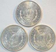 Lustrous BU 1882, 1886, & 1888 'P' Mint Morgan Silver Dollars