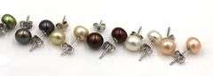 7 Pair of multi color pearl stud earrings in 925 sterling silver
