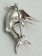 14KT White Gold Le Vian Blue Enamel Sworfish Brooch