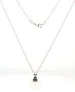 14kt White gold 7mm pearl, sapphire and diamond pendant on chain