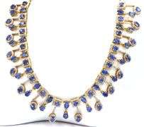 Breathtaking 39.00CTW Brand New European Oval & Round Shaped Faceted Kyanite & 4.25CTW Diamonds Neck