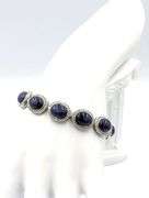 Enamoring 66.06 Oscar Friedman Oval Cabochon-Cut Star Blue Sapphire & Diamond Bracelet in 14K White 