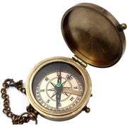 Brass Pocket Navigation Calendar Compass with Chain