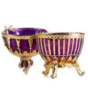 3.5" Crowned Fabergé Egg Replica Jewelry Box – Purple Enamel & Crystal