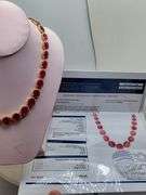 Unbelievable very fine Ruby and diamond Necklace in Silver – GGA Certified