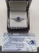 Very fine Tanzanite ring in silver , GGA certified with diamond