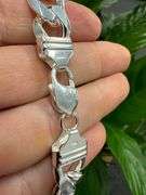 Men's 13.5mm .925 Sterling Silver Heavy Figaro Chain Cuban Link Italy Bracelet 9"