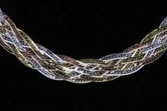 Sterling Silver Tri Colored Braided Herringbone Necklace 10mm 925 Italy Chain 18"