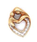 Set of 10kt Yellow gold mother and child diamond ring and pendant