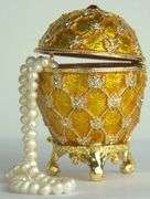 Golden Coronation Russian Easter Egg Replica Set with Carriage – Large 3.5" Decorative Collectible