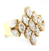 18kt Yellow gold 2ctw marquise diamond cluster ring