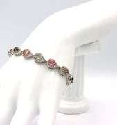 Darling 6.08CTW Oval Faceted Multi-Colored Tourmaline & Diamond Bracelet in 14K White Gold Over Ster
